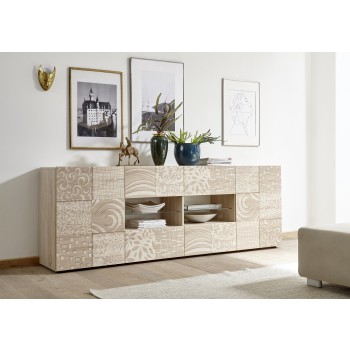 MIRO dressoir met 2 deuren en 4 laden, 241x84x43 cm, eikenkleur