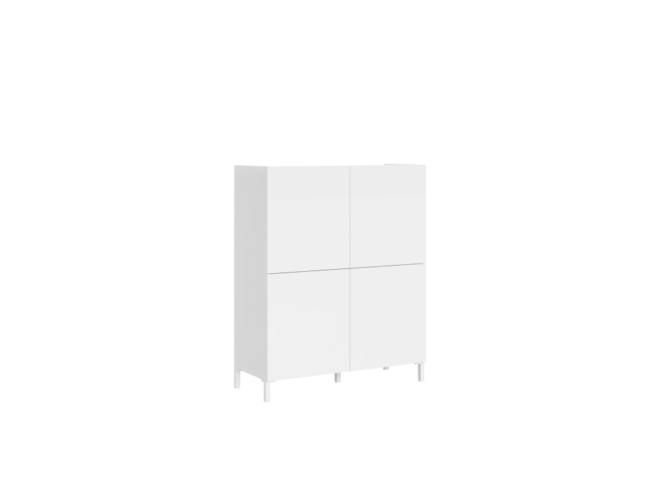 Solaria hoogglans wit dressoir/tv-meubel/hoge kast - Solaria hoogglans wit dressoir met 4 deuren 90x35x110 cm