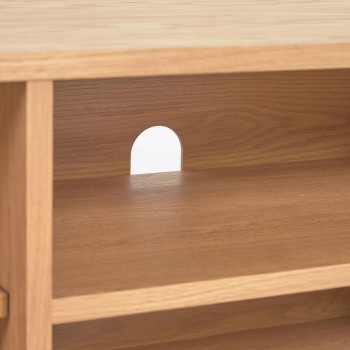 Beyla tv-meubel met 2 deuren, gemaakt van massief hout en eikenfineer, 180 x 49,5 cm, FSC100%.