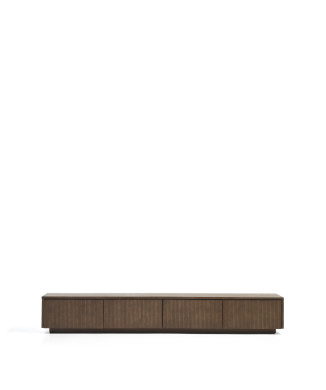 Helvine tv-meubel met 4 laden in essenhoutfineer met walnootafwerking, 200 x 30 cm, FSC 100%
