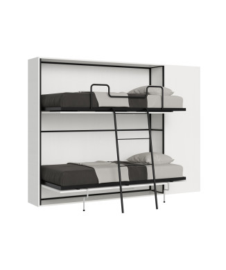 Kando tweepersoonsbed in wit essenhout met meubels - Kando opklapbaar tweepersoonsbed comp.H wit essenhout