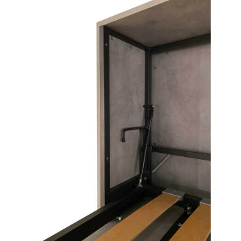 Mod.Kando Single met Sofa - Kando eenpersoons wandbed met sofa in wit, grijs en lichtblauw