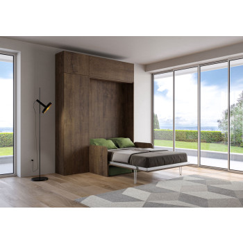 Mod. Kentaro French 140 met bank - Kentaro 140 opklapbaar tweepersoonsbed met bank en wit essenhouten, groene meubels