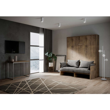 Mod. Kentaro tweepersoonsbed 160 met slaapbank - Kentaro 160 opklapbaar tweepersoonsbed met slaapbank in wit essenhout, grijs