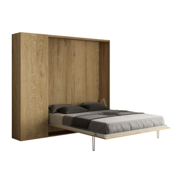 Mod.Kentaro Matrimoniale 160 - 160 Kentaro opklapbaar tweepersoonsbed met kolom van wit essenhout