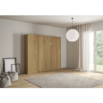 Mod.Kentaro Matrimoniale 160 - 160 Kentaro opklapbaar tweepersoonsbed met kolom van wit essenhout