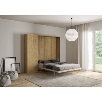 Mod.Kentaro Matrimoniale 160 - 160 Kentaro opklapbaar tweepersoonsbed met kolom van wit essenhout