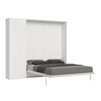 Mod.Kentaro Matrimoniale 160 - 160 Kentaro opklapbaar tweepersoonsbed met kolom van wit essenhout