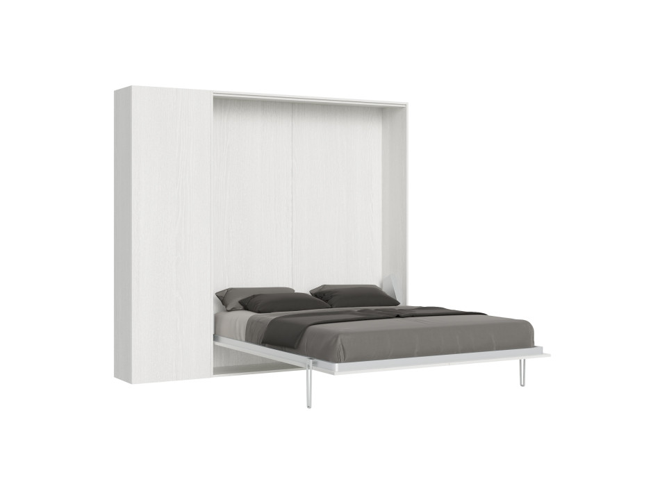 Mod.Kentaro Matrimoniale 160 - 160 Kentaro opklapbaar tweepersoonsbed met kolom van wit essenhout