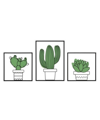 CACTUS WANDPANELENSET 3-DELIG 33X1,3X46,5 - 33X1,3X33