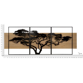 Lagos ijzeren en houten wandpanelen set van 3