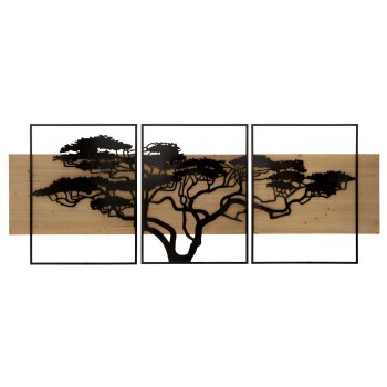 Lagos ijzeren en houten wandpanelen set van 3