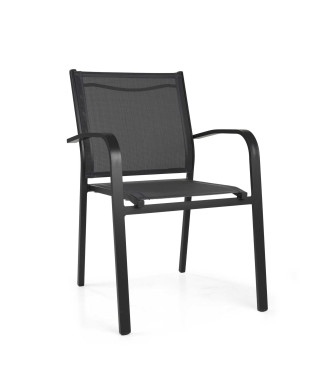 Sullivan stapelbare fauteuil van antracietkleurig aluminium, cm61x56h43/60/84
