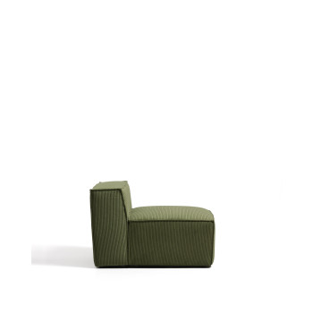 Blok fauteuil van dik groen corduroy, 90 cm FSC Mix Credit