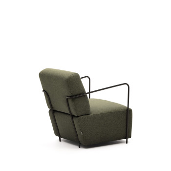 Groene en metalen gamerstoel met matzwarte lakafwerking.