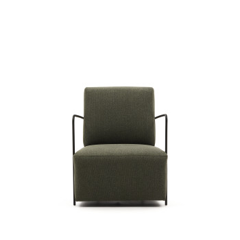 Groene en metalen gamerstoel met matzwarte lakafwerking.