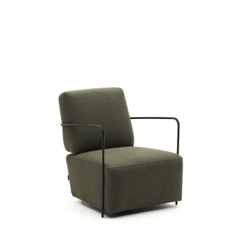 Groene en metalen gamerstoel met matzwarte lakafwerking.