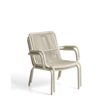 Salis stapelbare fauteuil in ecru aluminium en ecru synthetisch touw