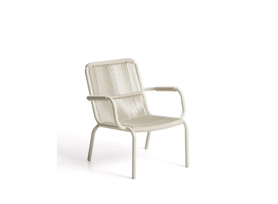 Salis stapelbare fauteuil in ecru aluminium en ecru synthetisch touw
