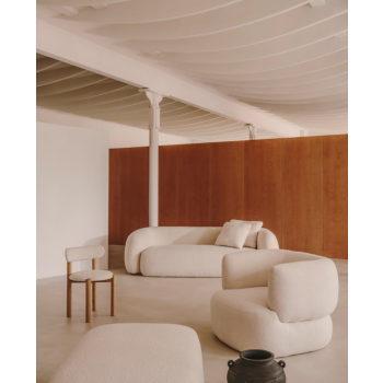 Martina fauteuil in ecru lamsleer met kussen