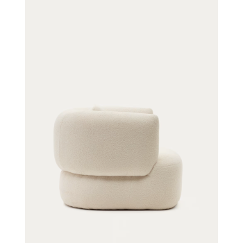 Martina fauteuil in ecru lamsleer met kussen