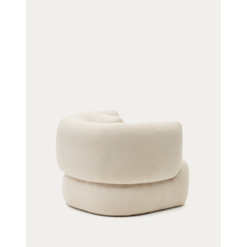 Martina fauteuil in ecru lamsleer met kussen