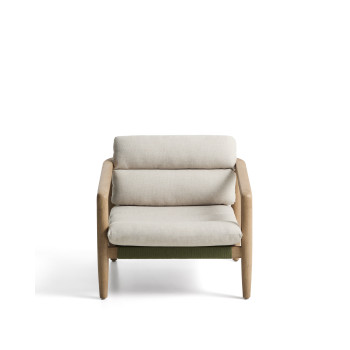 Menfi fauteuil van massief acaciahout en FSC 100% groen touw.