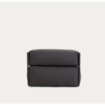 Vierkante modulaire loungebank/poef voor buiten, donkergrijs en zwart aluminium, 165x101 cm