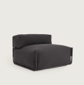 Vierkante modulaire sofa poef met rugleuning, 100% geschikt voor buiten, donkergrijs