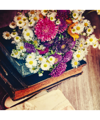 Schilderij BOEKEN MET BLOEMEN G1080 PINTDECOR