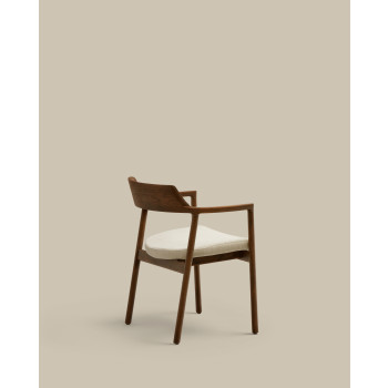 Alocs stoel met afneembare hoes, beige chenille, massief eiken- en walnoothout, FSC Mix Credit