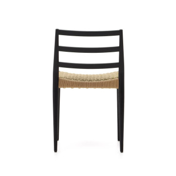 Analy stoel van massief eikenhout met zwarte afwerking en zitting van 100% FSC-gecertificeerd touw.