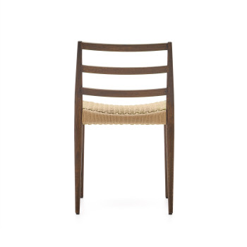 Analy stoel van massief FSC 100% eikenhout met walnootafwerking en FSC 100% touwzitting.