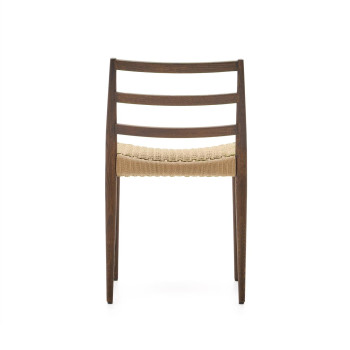 Analy stoel van massief FSC 100% eikenhout met walnootafwerking en FSC 100% touwzitting.