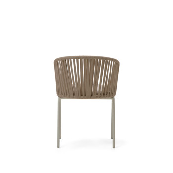 Saconca buitenstoel van beige touw en gegalvaniseerd staal