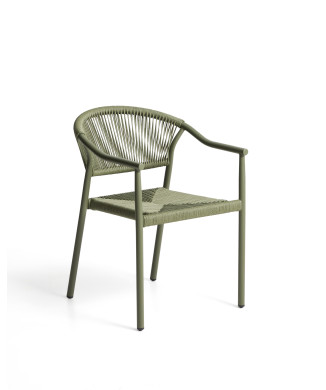 Stapelbare buitenstoel Livadia in groen aluminium