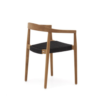 Ydalia stapelbare stoel van massief teakhout met natuurlijke afwerking en touw.