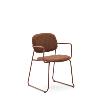Meli-stoel in terracotta chenille en terracotta metalen frame, FSC Mix Credit