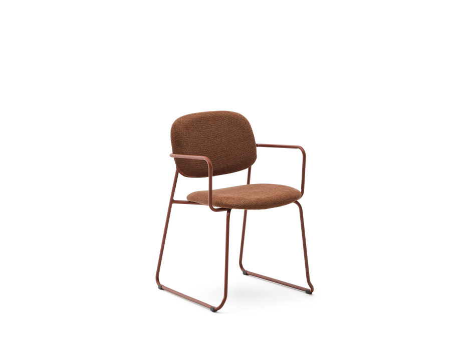 Meli-stoel in terracotta chenille en terracotta metalen frame, FSC Mix Credit