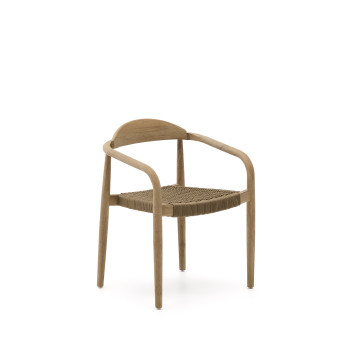 Nina stoel van massief acaciahout en beige touw, 100% FSC-gecertificeerd.