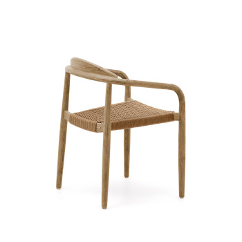 Nina stoel van massief acaciahout en beige touw, 100% FSC-gecertificeerd.