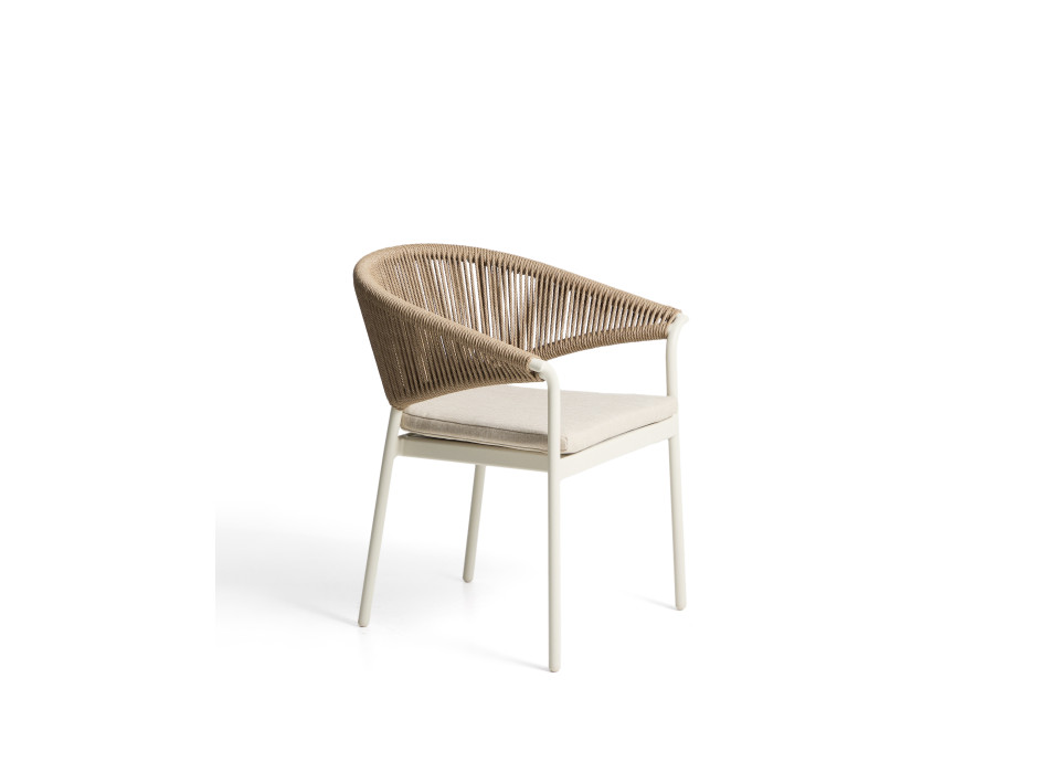 Zuara stoel in ecru aluminium en bruin synthetisch touw