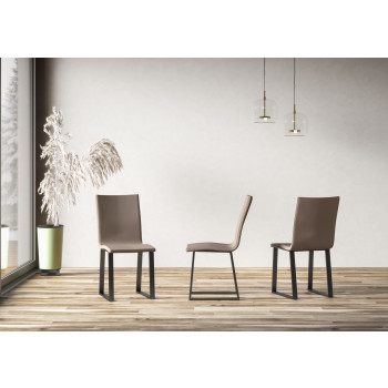 Stoelen - Baffy stoel met antracietkleurige poten en wit kussen 01 (Tecno type)