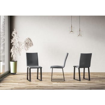 Stoelen - Baffy stoel met antracietkleurige poten en wit kussen 01 (Tecno type)