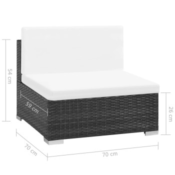 6-delige tuinset met loungeset en kussens van polyrattan