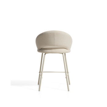 Bonali kruk in beige chenille met beige metalen poten FSC Mix Credit 65 cm