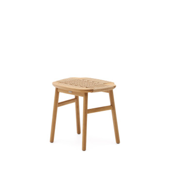 Enit krukje van beige papiertouw en massief eikenhout met een natuurlijke afwerking, 43 cm, FSC Mix Credit