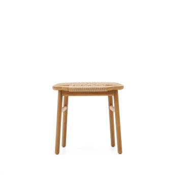 Enit krukje van beige papiertouw en massief eikenhout met een natuurlijke afwerking, 43 cm, FSC Mix Credit