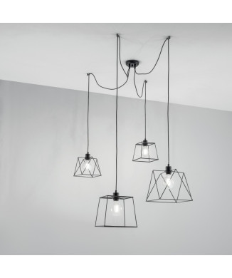 BROOKLYN POLYGONALE HANGSTSTUK ZWART 4XE27 250CM