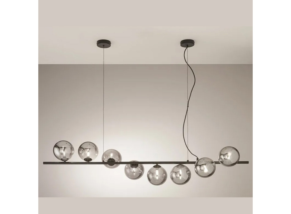 Honingzwarte ophanging 8xG9 145x33,5x165cm